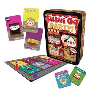 3/$55❤️new SUSHI GO! PARTY Deluxe Pick And Pass Card Game large metal tin box